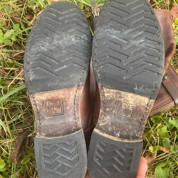 GUC Frye Veronica Back-Zip Tall Moto Boot Maple Brown Leather size 10 - Picture 6 of 12